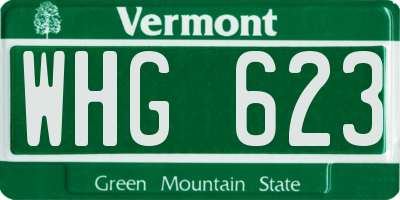 VT license plate WHG623