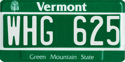 VT license plate WHG625