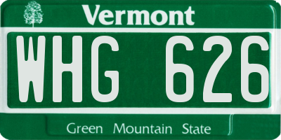VT license plate WHG626