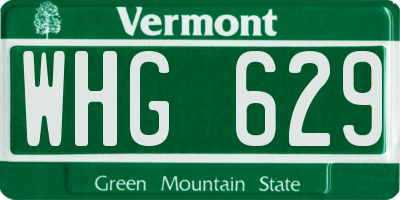 VT license plate WHG629
