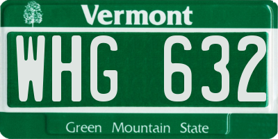 VT license plate WHG632