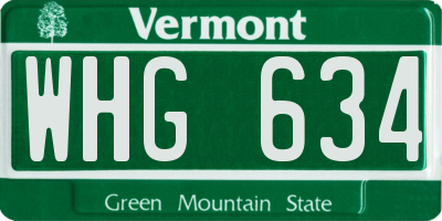 VT license plate WHG634