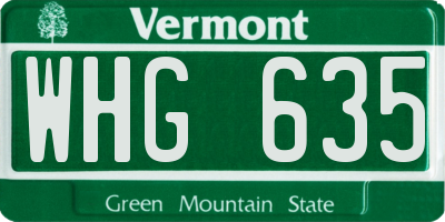 VT license plate WHG635