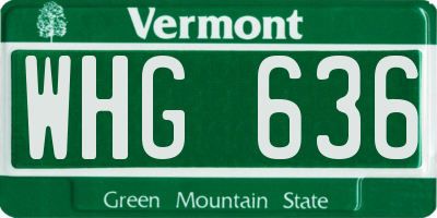 VT license plate WHG636
