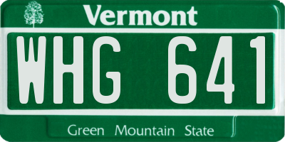 VT license plate WHG641
