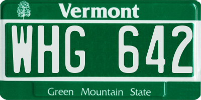 VT license plate WHG642