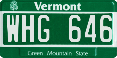 VT license plate WHG646