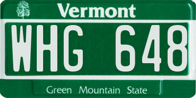 VT license plate WHG648