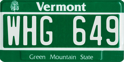 VT license plate WHG649