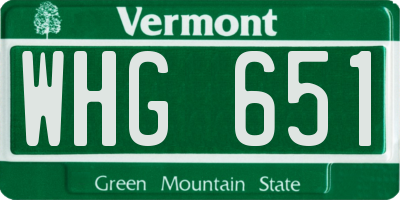 VT license plate WHG651