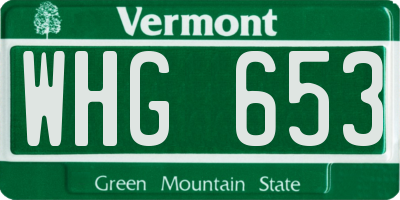 VT license plate WHG653
