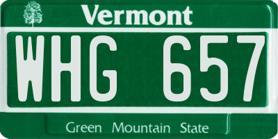 VT license plate WHG657