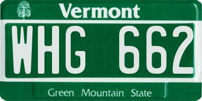 VT license plate WHG662