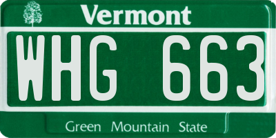 VT license plate WHG663