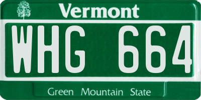 VT license plate WHG664