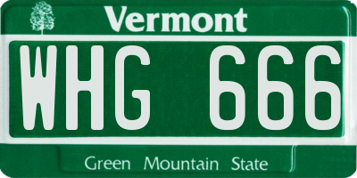 VT license plate WHG666