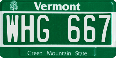 VT license plate WHG667
