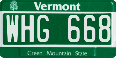 VT license plate WHG668