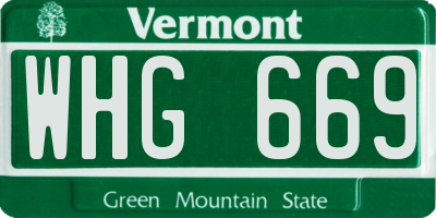 VT license plate WHG669