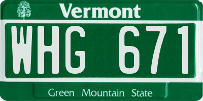 VT license plate WHG671