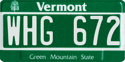 VT license plate WHG672