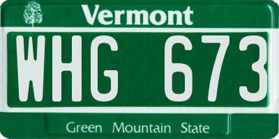 VT license plate WHG673