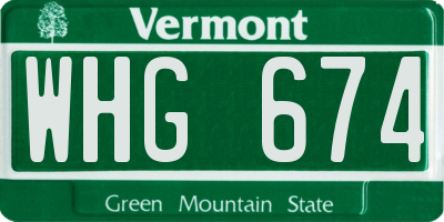 VT license plate WHG674