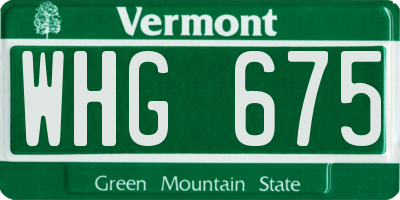 VT license plate WHG675