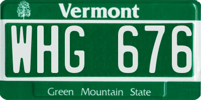 VT license plate WHG676