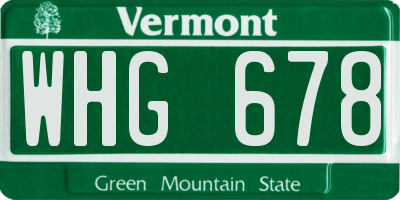 VT license plate WHG678