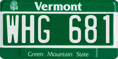 VT license plate WHG681