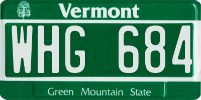 VT license plate WHG684