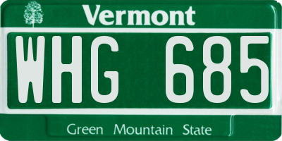 VT license plate WHG685