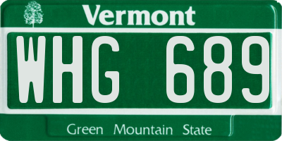 VT license plate WHG689
