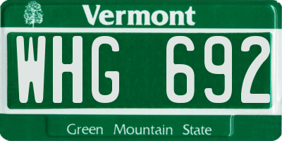 VT license plate WHG692