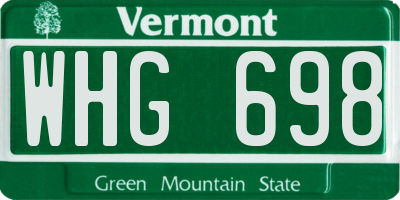 VT license plate WHG698