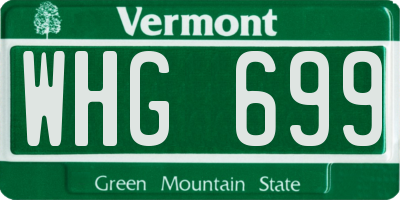 VT license plate WHG699