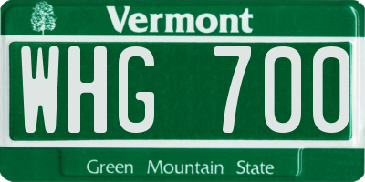 VT license plate WHG700