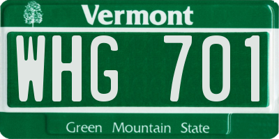VT license plate WHG701