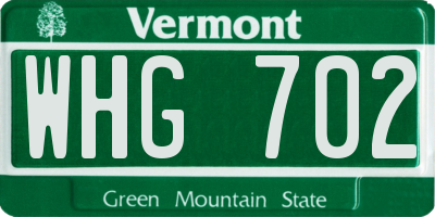 VT license plate WHG702