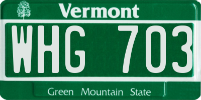 VT license plate WHG703