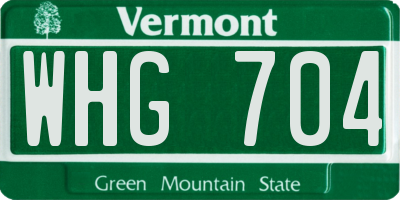 VT license plate WHG704