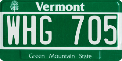 VT license plate WHG705