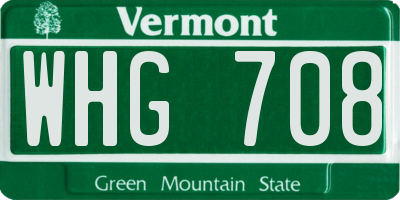 VT license plate WHG708