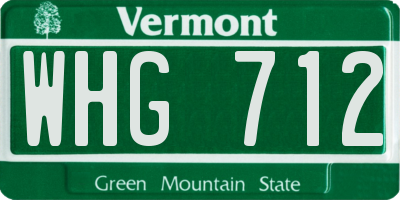 VT license plate WHG712