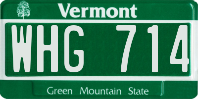 VT license plate WHG714