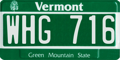 VT license plate WHG716