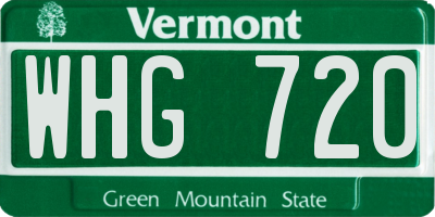 VT license plate WHG720