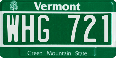 VT license plate WHG721