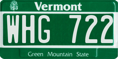 VT license plate WHG722